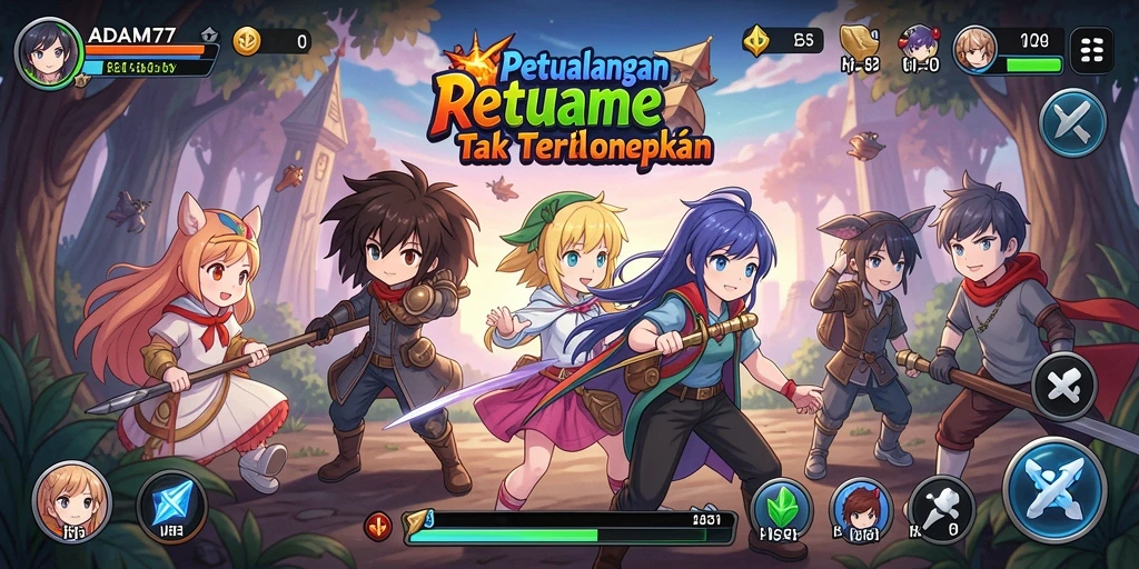 Tampilan gameplay <strong>ADAM77</strong> yang menakjubkan dan penuh warna.