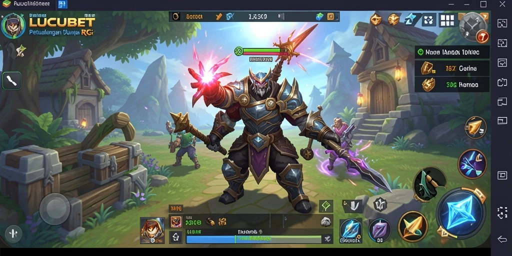 Screenshot gameplay <strong>LUCUBET</strong> menampilkan pertempuran epik dengan karakter yang beraksi.