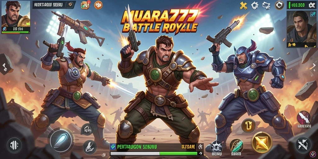 Screenshot <strong>MUARA777</strong> menunjukkan aksi intens dalam gameplay Battle Royale.