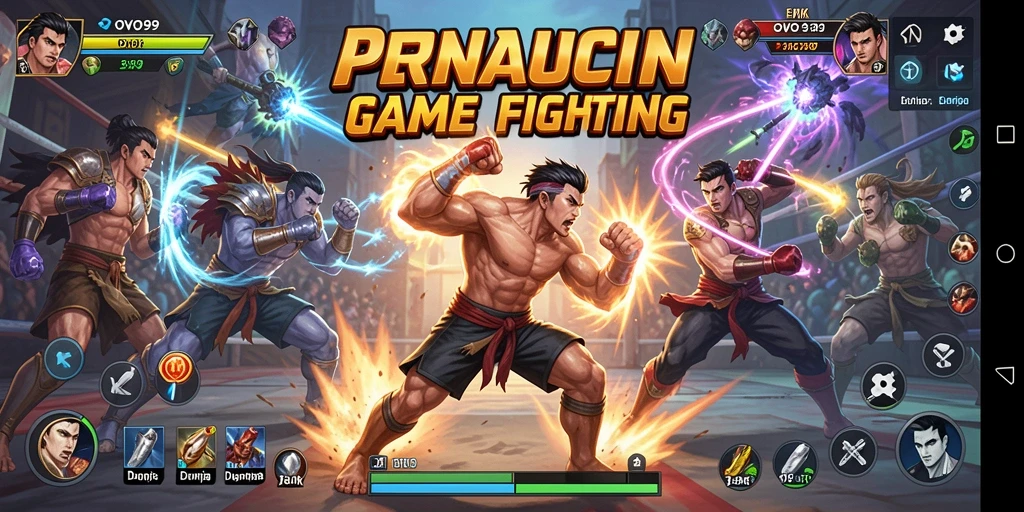 Tampilan gameplay OVO99 yang penuh aksi dan pertarungan intens.