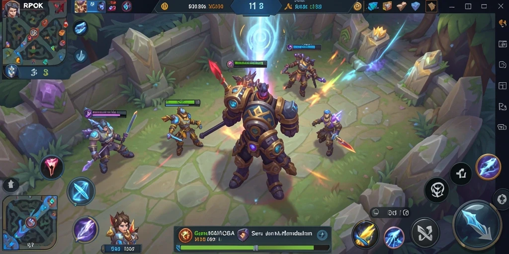 Tampilan gameplay seru di RPOK dengan aksi MOBA mendebarkan.