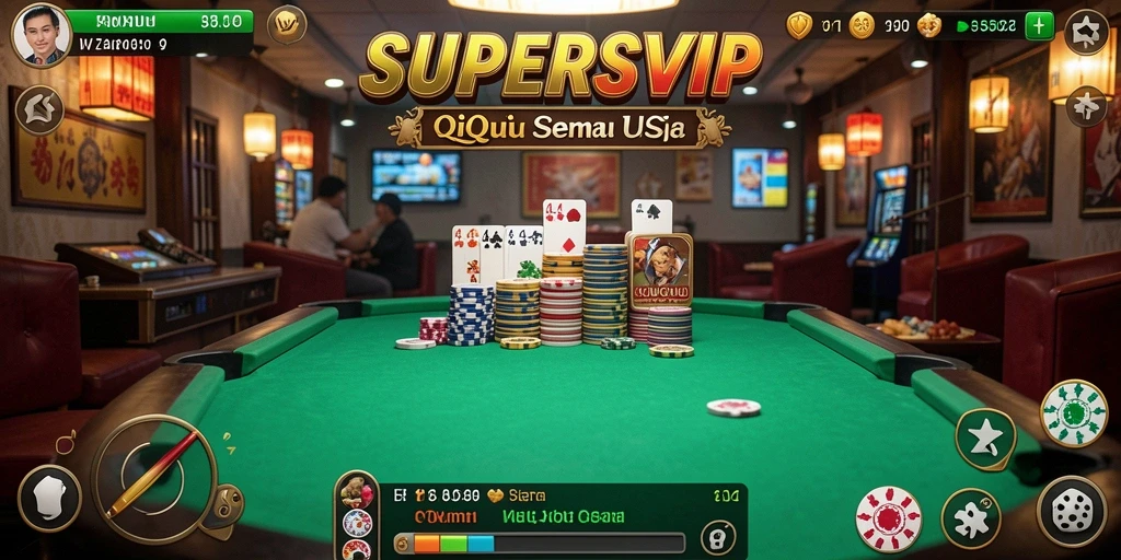 Screenshot gameplay SUPERSVIP menampilkan suasana permainan QiuQiu yang seru.